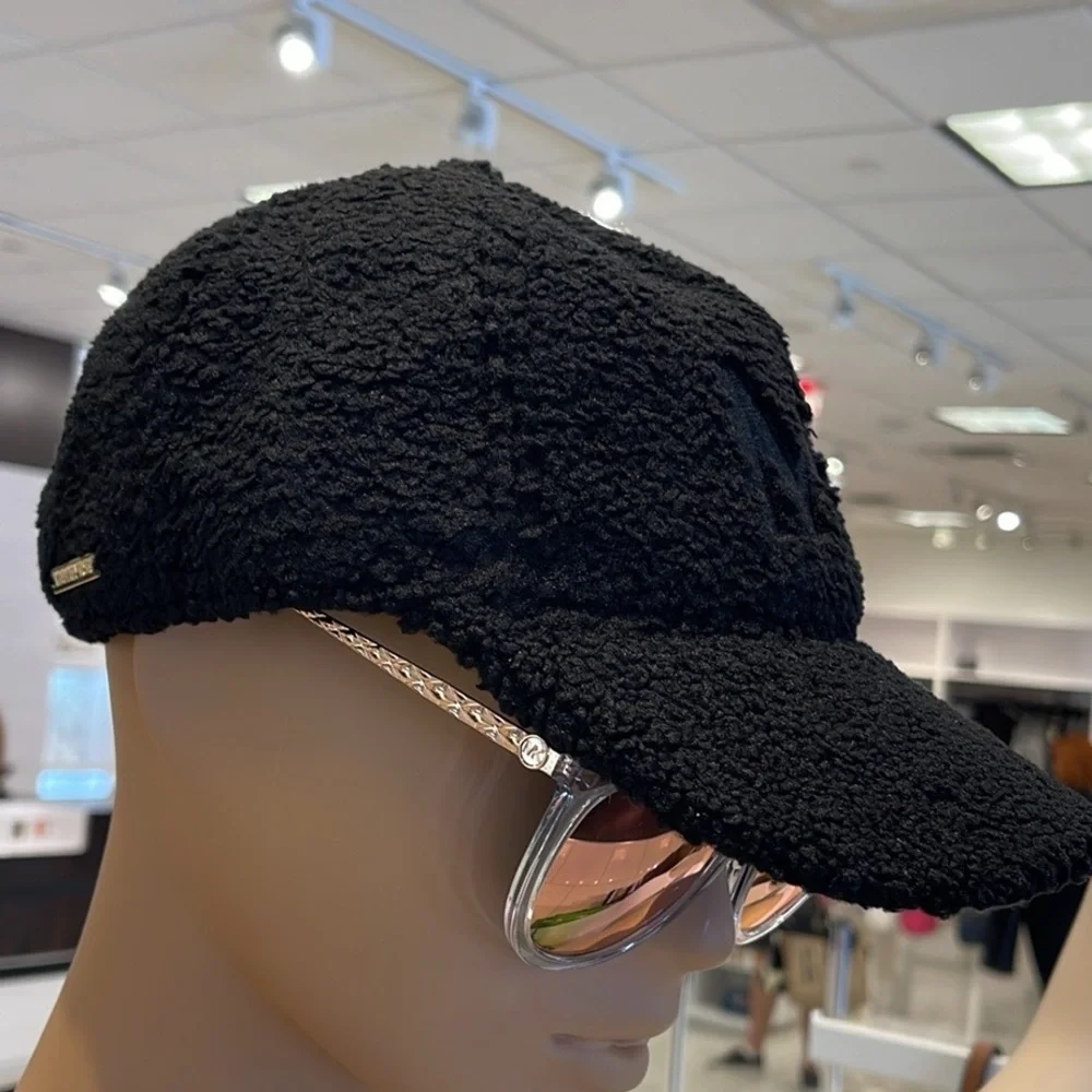 Michael Kors MK Logo Hat Sherpa Adjustable Cap OS Black NWT